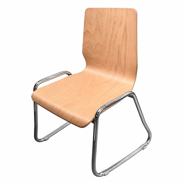 OK-2063 Stackable Plywood Conference Chair with Chrome Sled Base