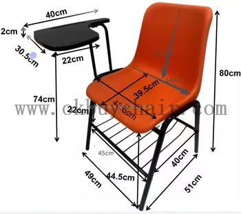 Stackable Student Training Chair with Writing Tablet Desk PP Plastic Classroom Lecture School Chair with Metal Frame