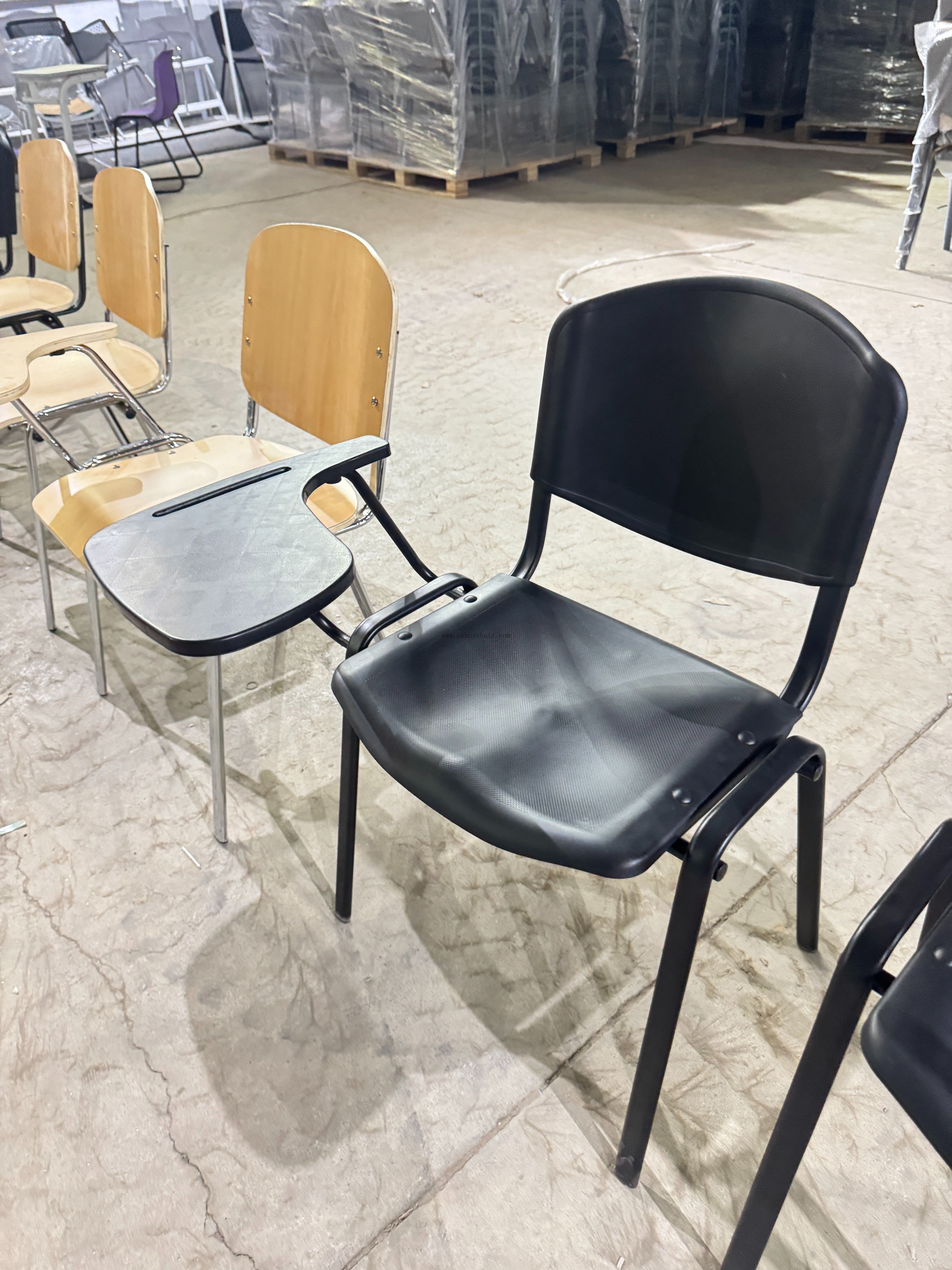 OK-510X Powder Coated Leg Plastic Conference Chair with Writing Tablet for Conference Halls