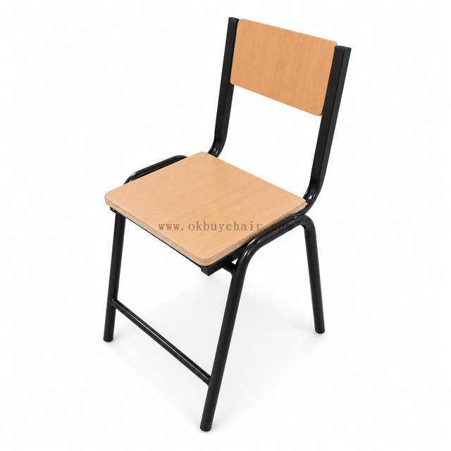 OK-2066 Stackable Plywood Training Chair with Powder-Coated Steel Frame