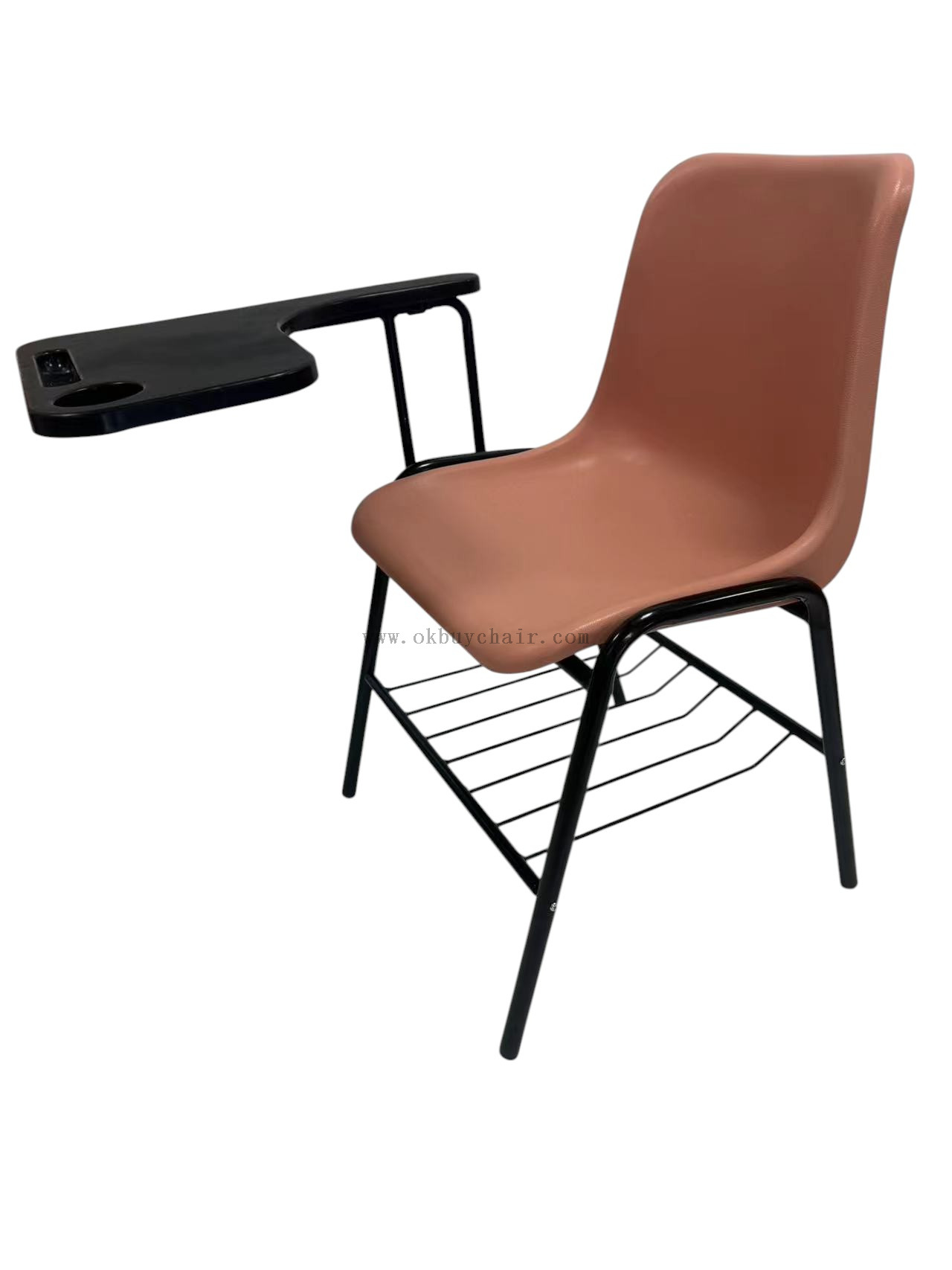 OK-505DNS Stackable Linking PP Student Chair with Large Writing Tablet and Bottom Book Rack for Classroom Training