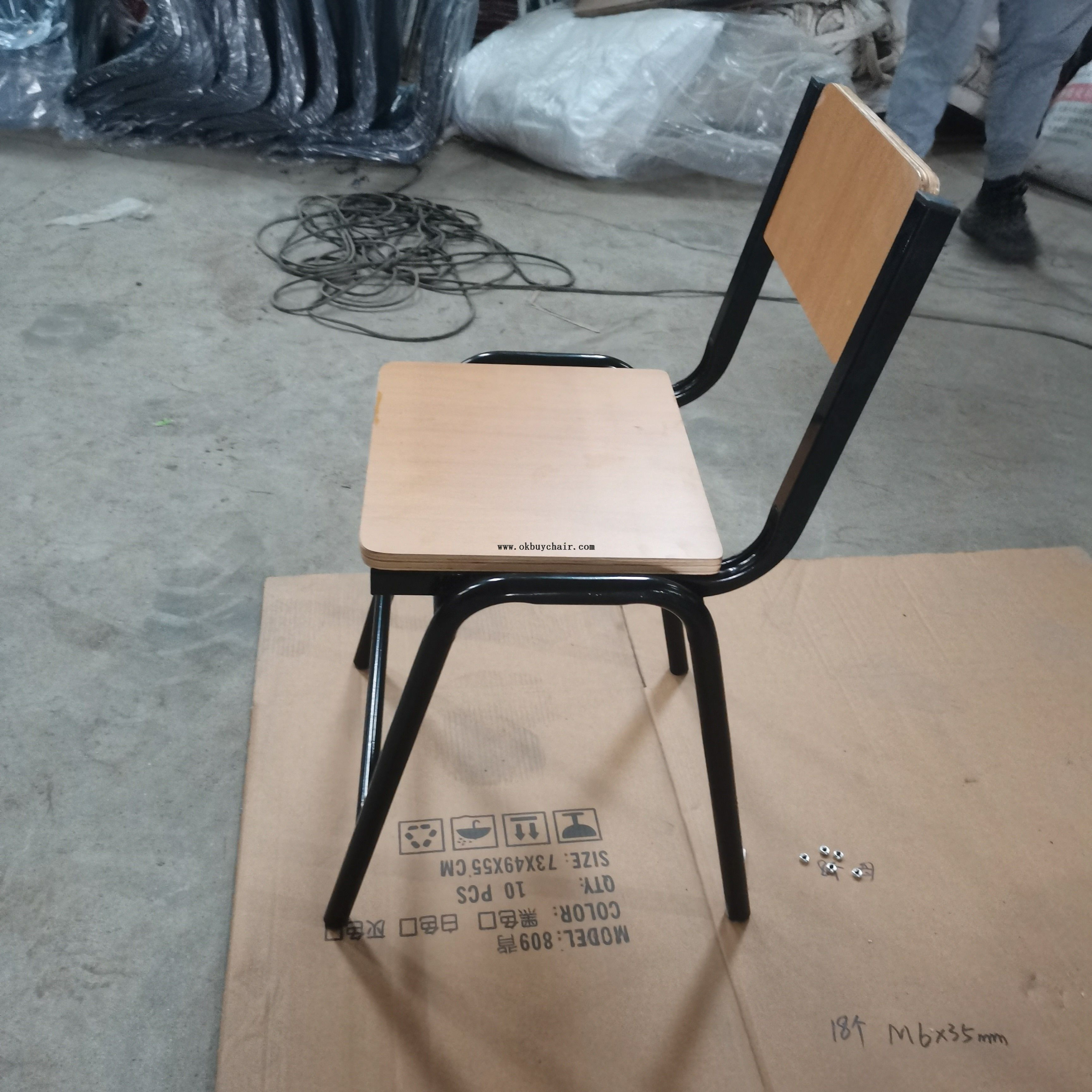 2066 KD Wood Board Training Chair with Durable Metal Frame, Space-Saving Stackable Seating for Multi-purpose Hall and Rental