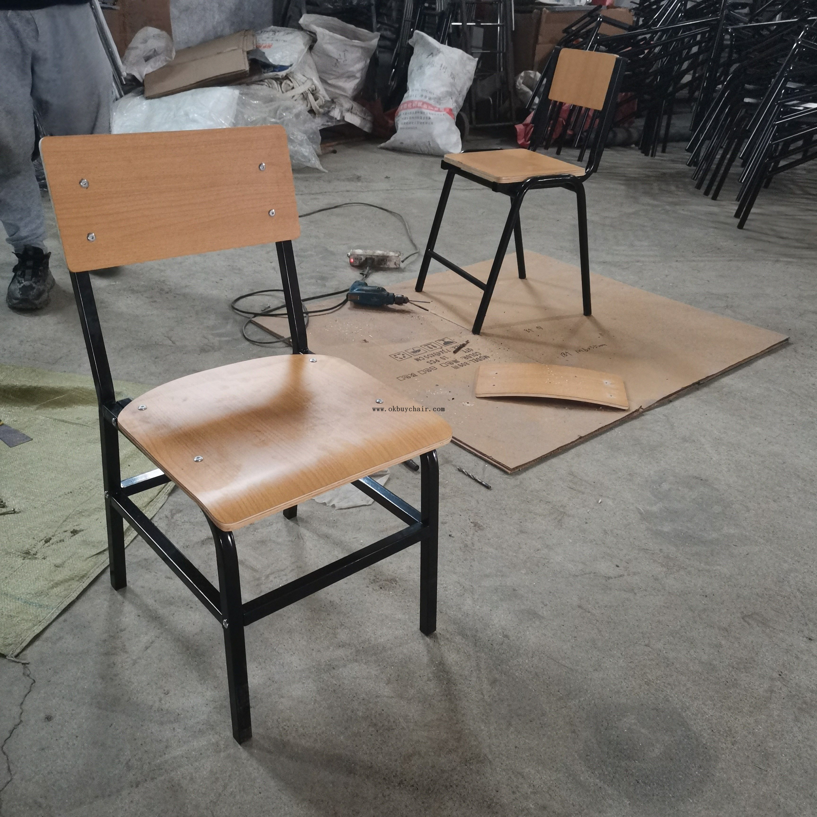 2064 Space-Saving KD Wooden Board Training Chair with 600lbs Capacity for Educational Institutions and Seminar Rooms