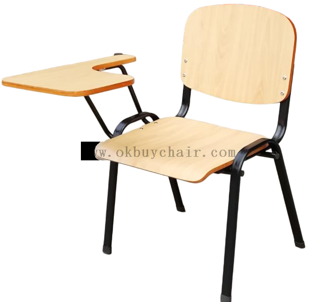 black leg plywood conference chair with writing pad