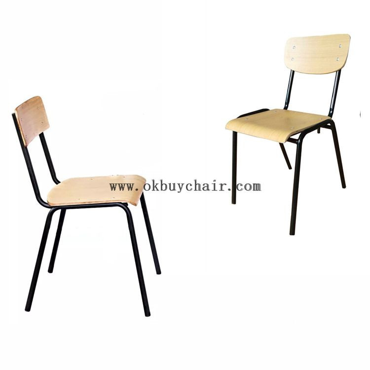 Stackable Plywood Classroom Chair with Heavy Duty Metal Frame for School and Training Room Seating