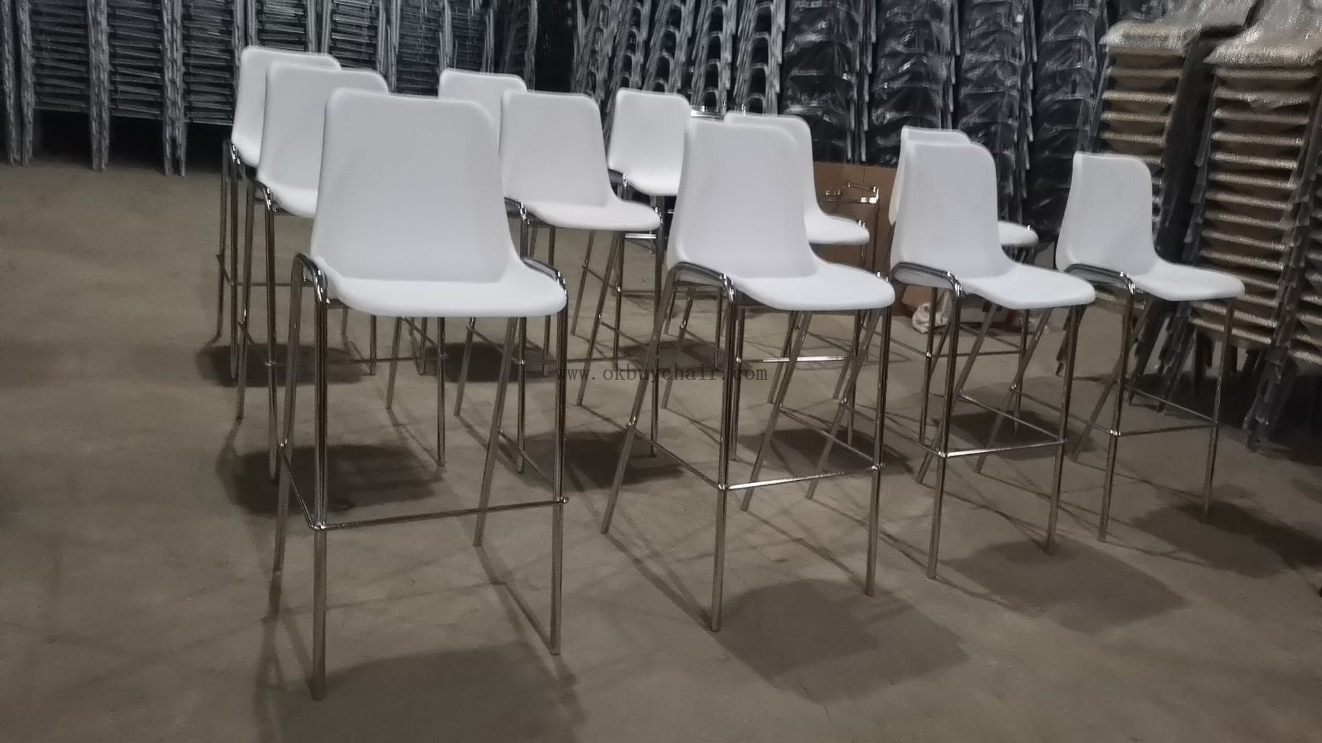 OK-505BC Chrome Leg Plastic Bar Chair for Training Cafeteria