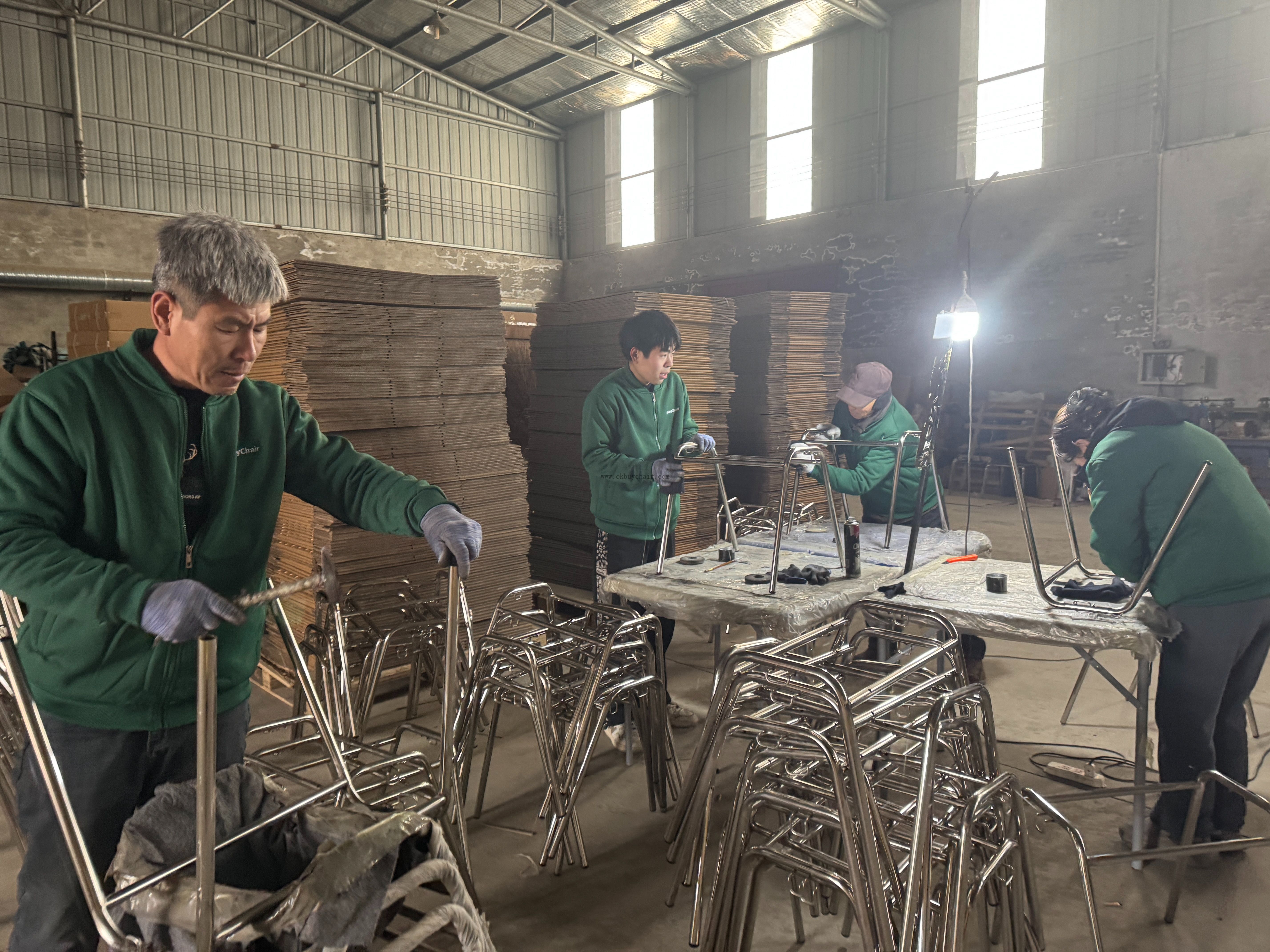 OK-505S Stainless Steel Leg Stackable Plastic Training Chair for Schools