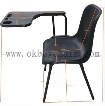 Modern Wholesale PP Plastic Training Chair with Writing Tablet Arm Metal Frame Student Classroom Lecture Desk Chair for School