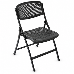 OK-344 Black Mesh PP Folding Chair with Powder Coated Steel Frame for Training Conference and Event Seating