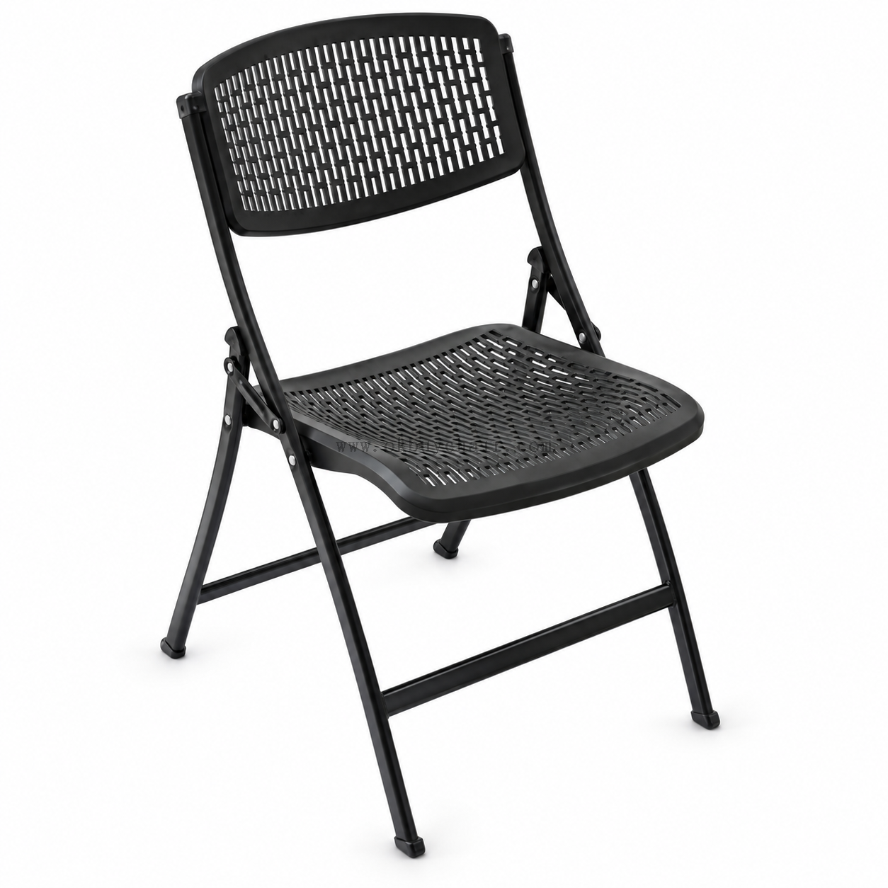 OK-344 Black Mesh PP Folding Chair with Powder Coated Steel Frame for Training Conference and Event Seating