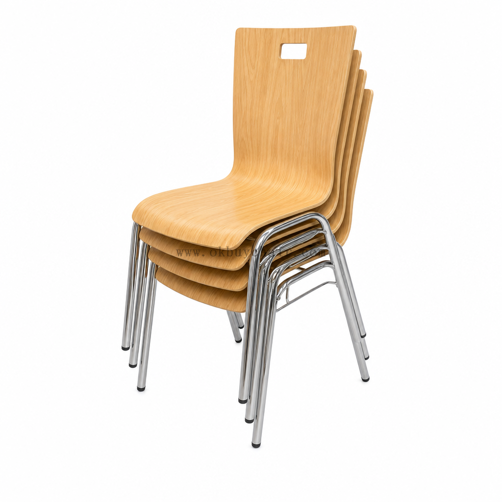 OK-2065 Stackable Plywood Conference Chair with Metal Frame