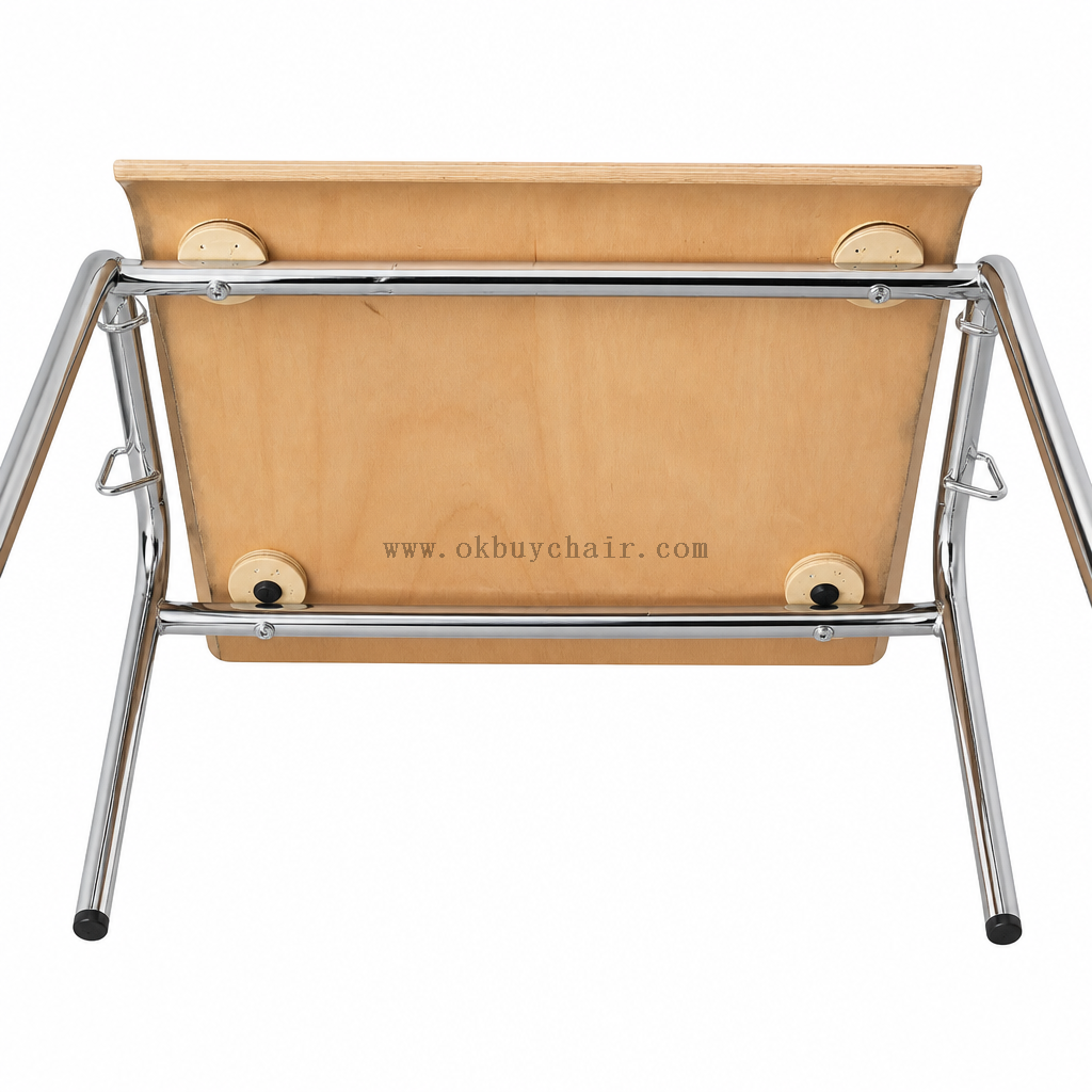 OK-2065S Stackable Plywood Conference Training Chair with Fabric Cushion Seat and Metal Frame