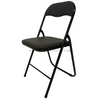 Black Padded Folding Training Chair with PVC Upholstery and Steel Frame for Conference School Events