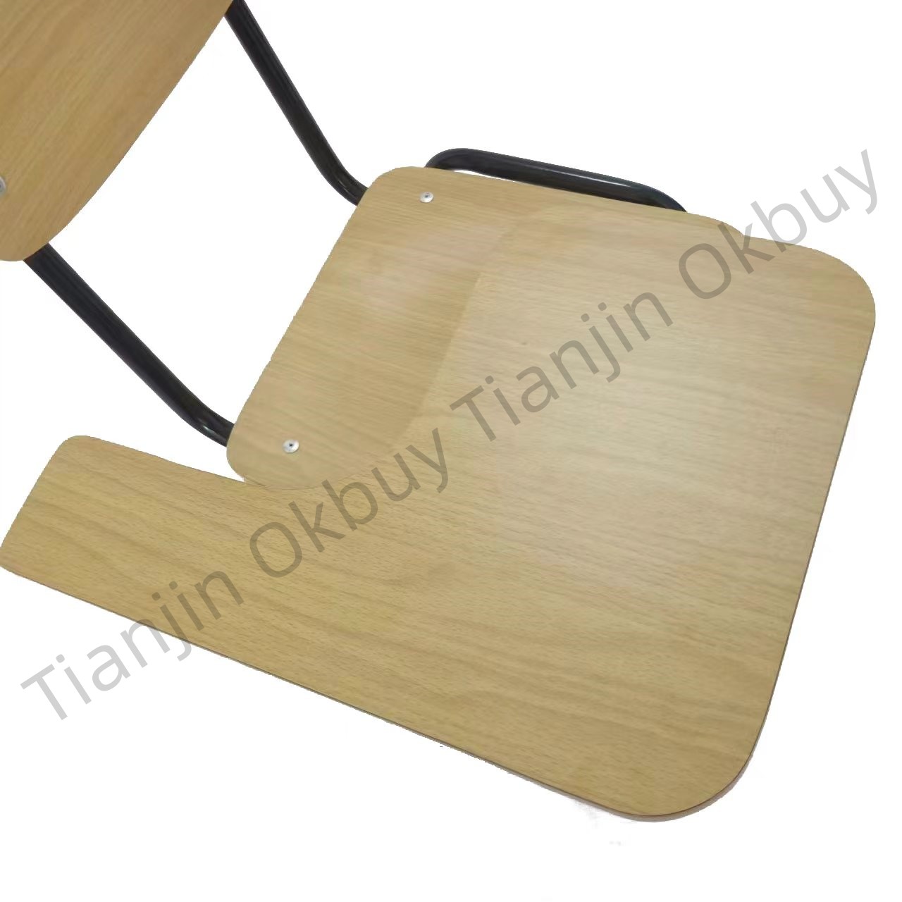OK-2061TBS Stackable Plywood Training Chair with Writing Tablet and Book Rack