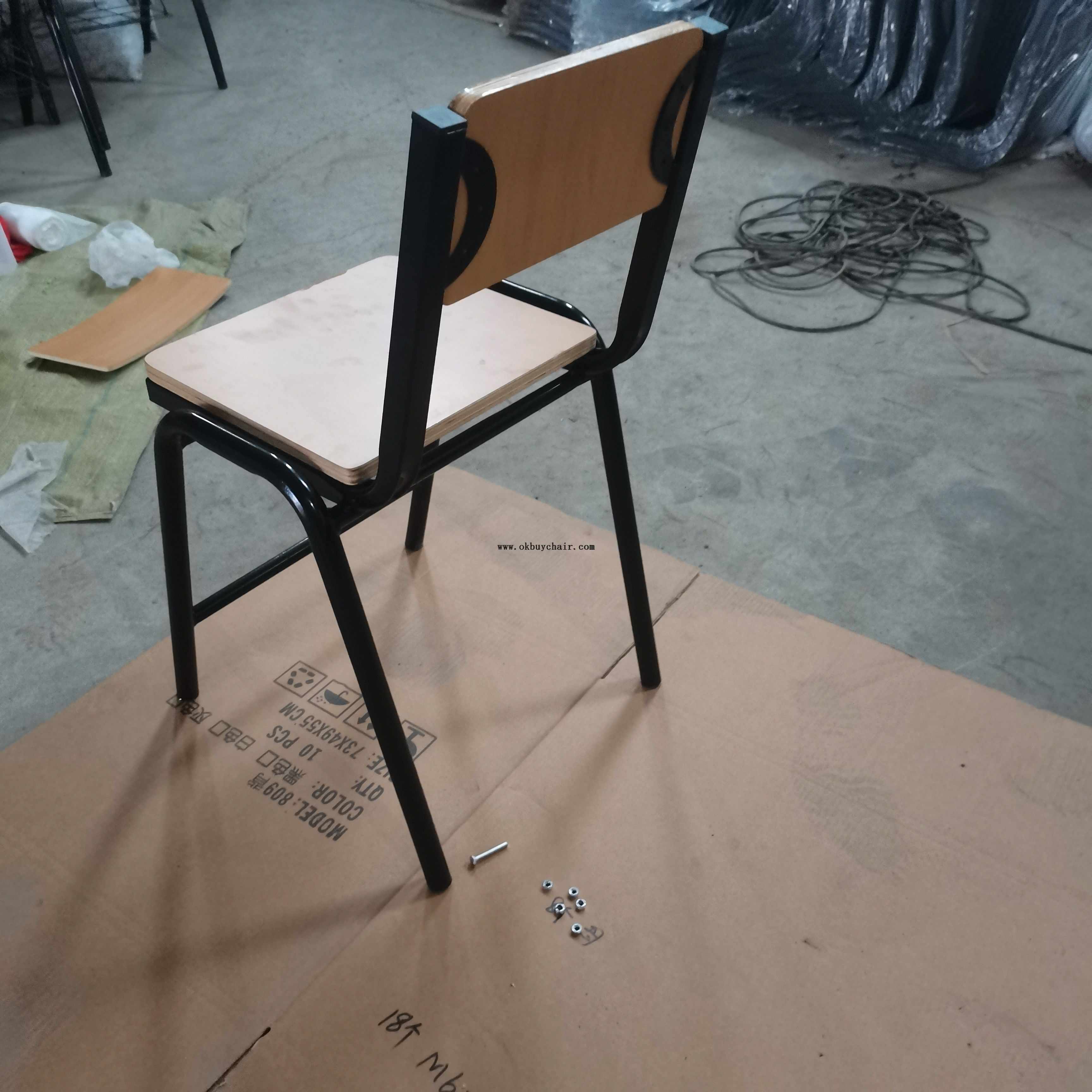 2066 KD Wood Board Training Chair with Durable Metal Frame, Space-Saving Stackable Seating for Multi-purpose Hall and Rental