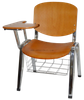 chrome leg plywood conference chair with writing pad and bookrack
