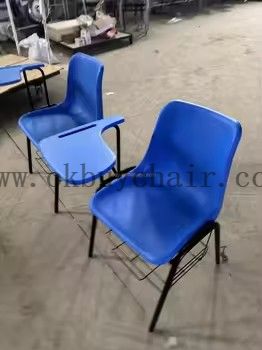 Modern Ergonomic School Chair with Writing Tablet and Storage Basket Metal Frame PP Plastic Student Classroom Lecture Training Chair