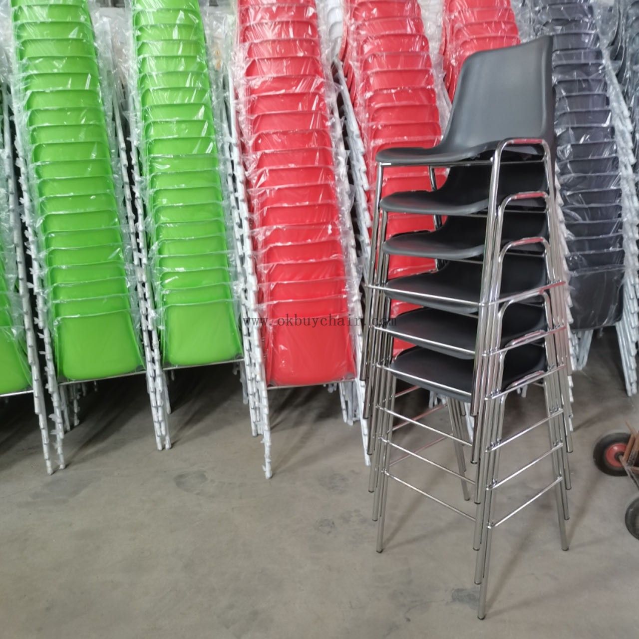 OK-505BC Chrome Leg Plastic Bar Chair for Training Cafeteria