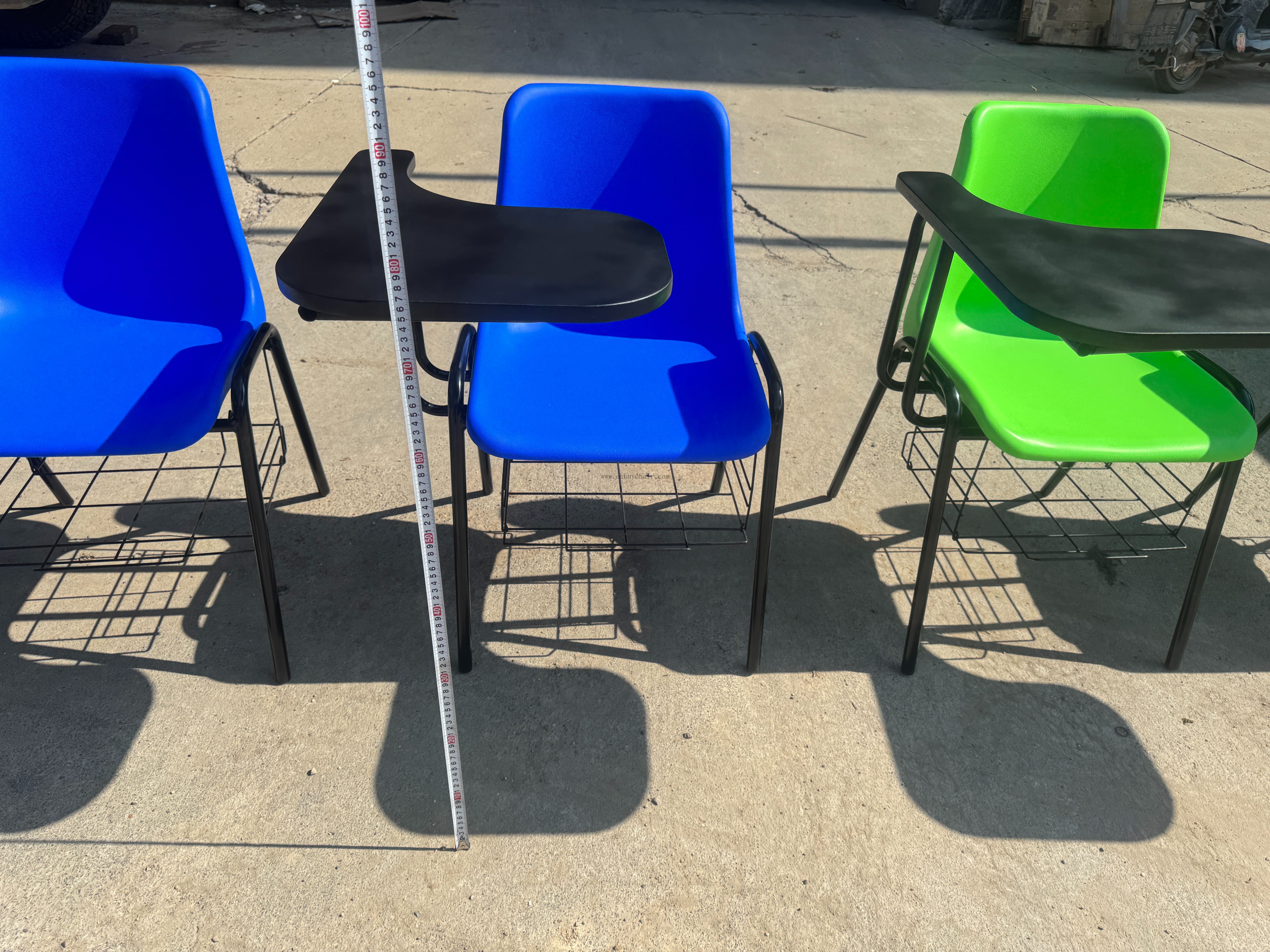 OK-505WDGS Plastic Training Chair with Big Writing Tablet And Hanging Bookrack for Schools