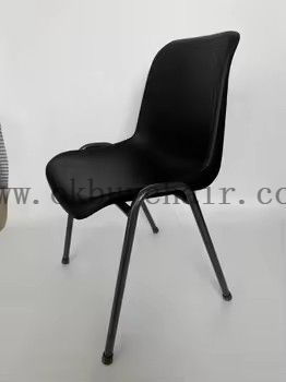 Stackable Modern Black Plastic Chair with Silvervein Powder Coated Steel Legs Restaurant Cafe Conference Commercial Chair 