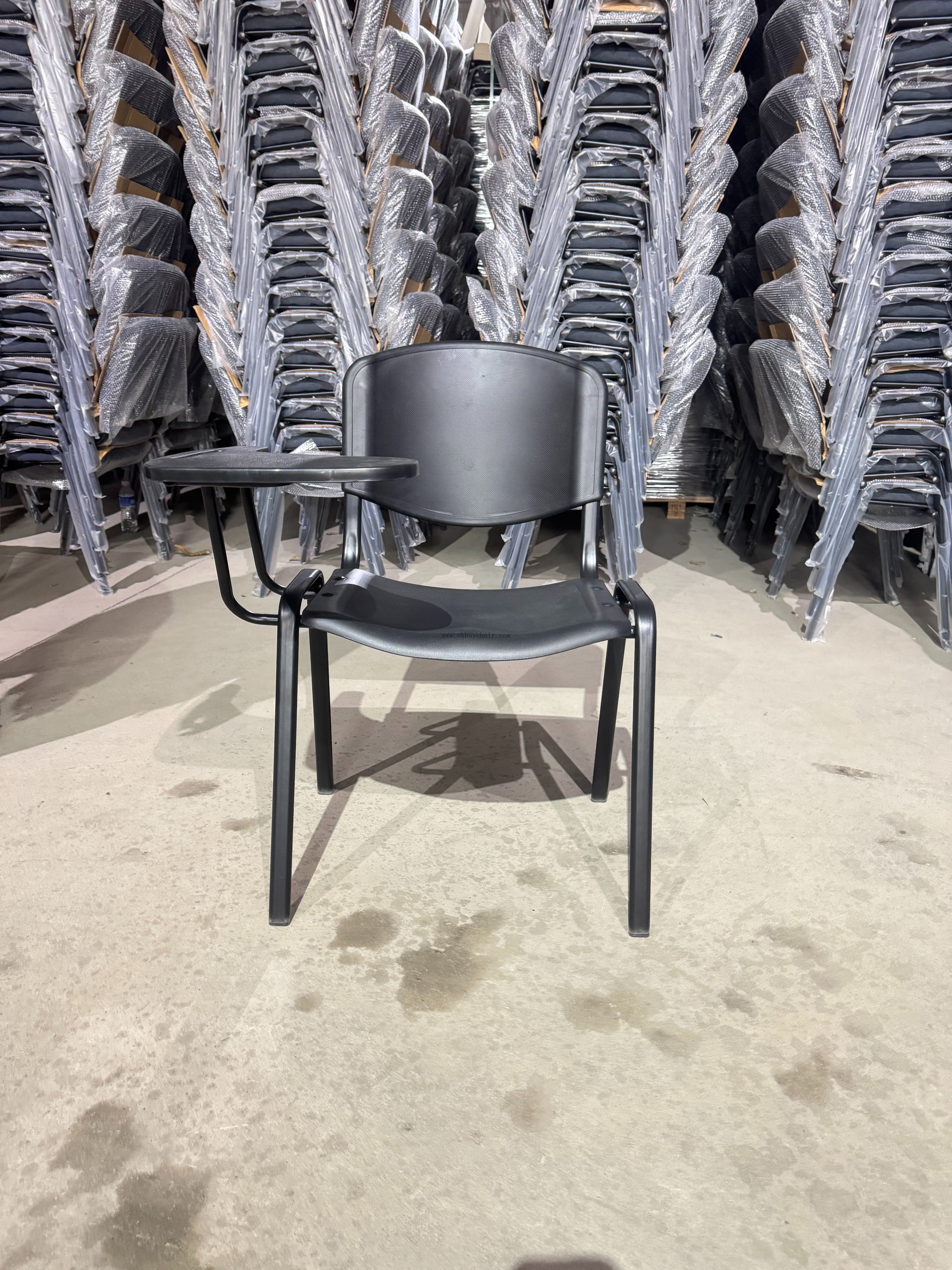 OK-510X Powder Coated Leg Plastic Conference Chair with Writing Tablet for Conference Halls