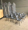 Stackable Modern Black Plastic Chair with Silvervein Powder Coated Steel Legs Restaurant Cafe Conference Commercial Chair 
