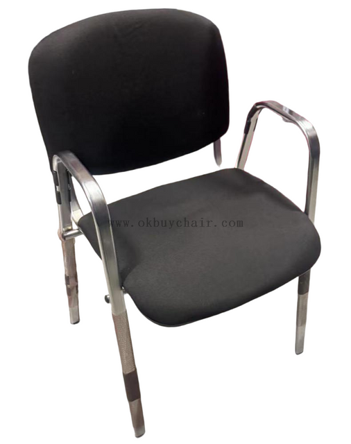 Stackable Chrome Frame Upholstered Conference Chair with Arms for Training Rooms and Auditoriums