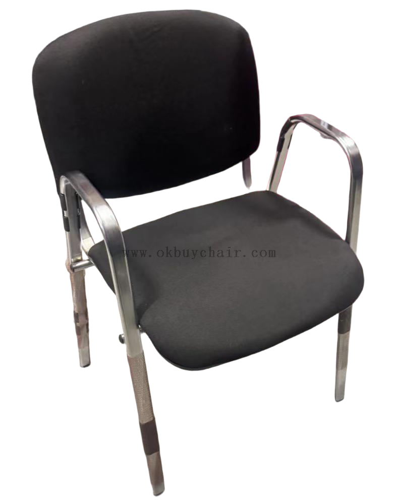 Stackable Chrome Frame Upholstered Conference Chair with Arms for Training Rooms and Auditoriums