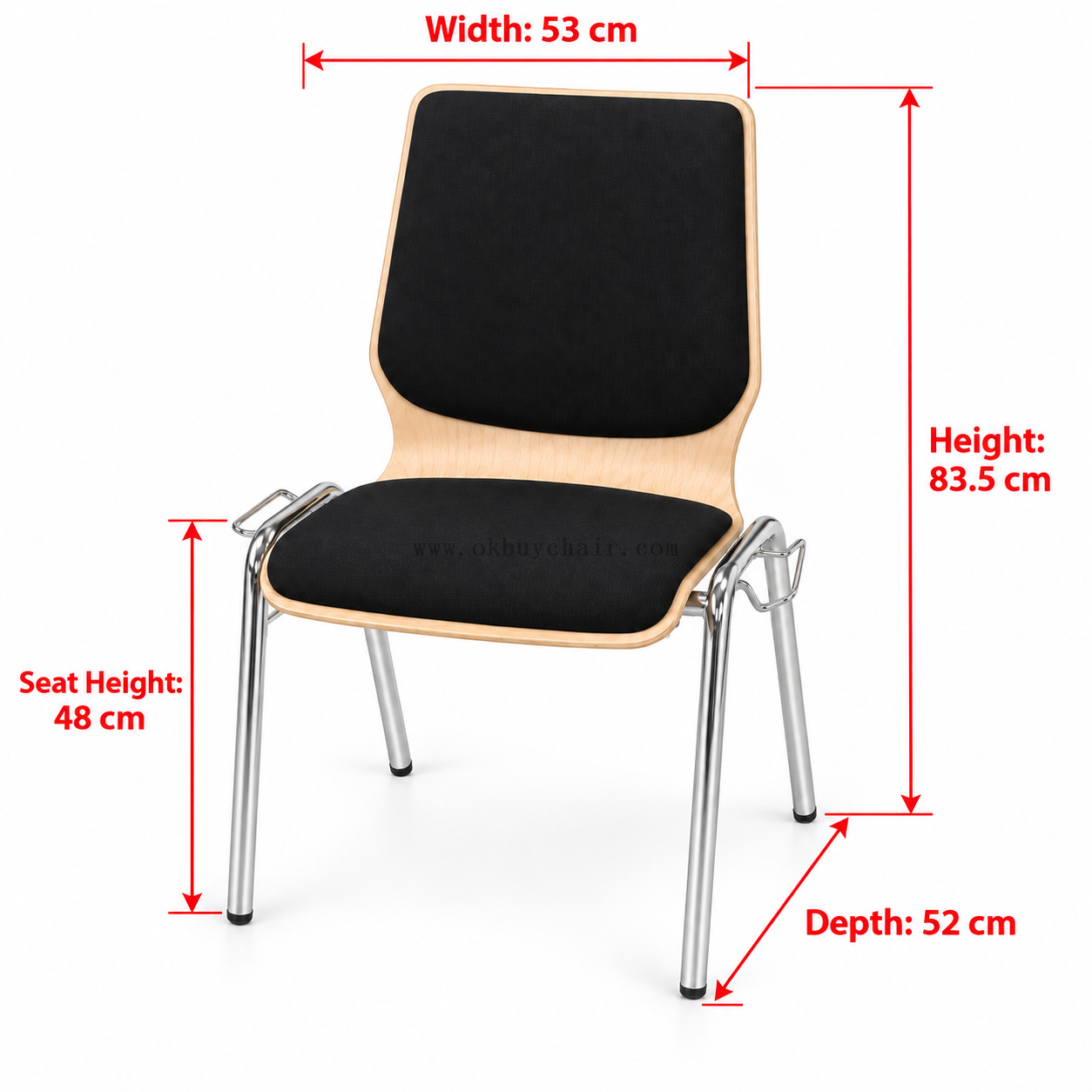 OK-2062BS Stackable Plywood Conference Chair with Fabric Cushion Seat and Back